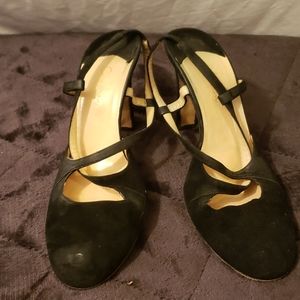 Black Cole Haan Suede Leather Slingback Heels